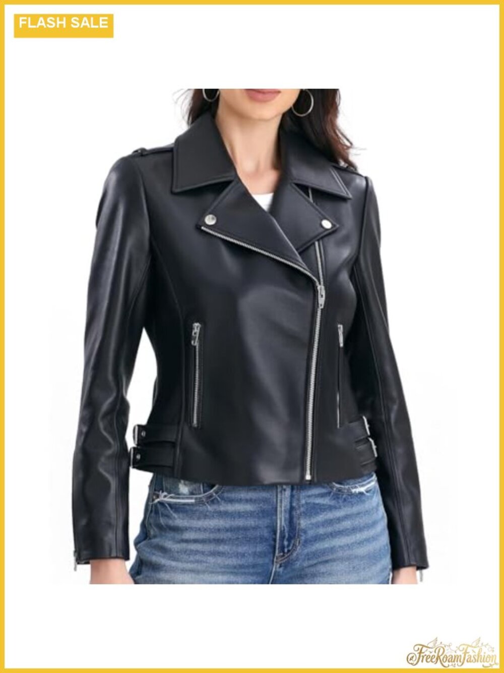 Lambskin Leather Motorcycle Jacket Women Asymmetrical Zip Moto Biker Coat
